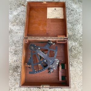 Vintage Nautical Sextant in Wooden Case